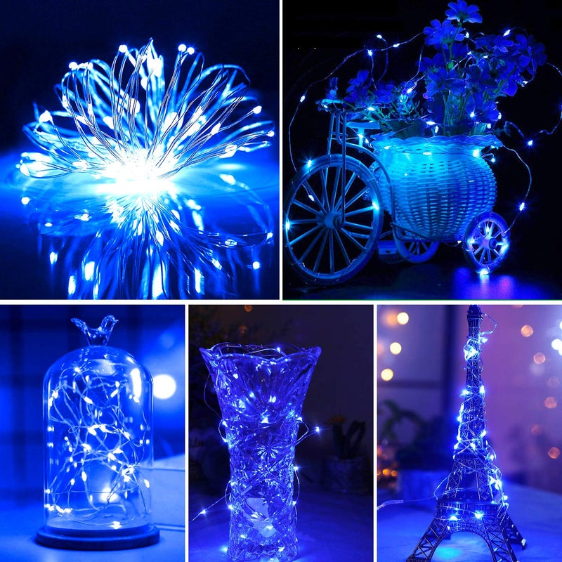 Blingstar USB Powered Fairy Lights, 2 Pack 33Ft 100 LED, Flexible Silver Wire, Mini String Lights for Indoor Christmas Tree/Halloween/Bedroom/Dorm/Party Decoration, Blue - Image 5